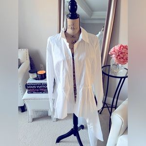 Womens White Asymmetrical Blouse NEW